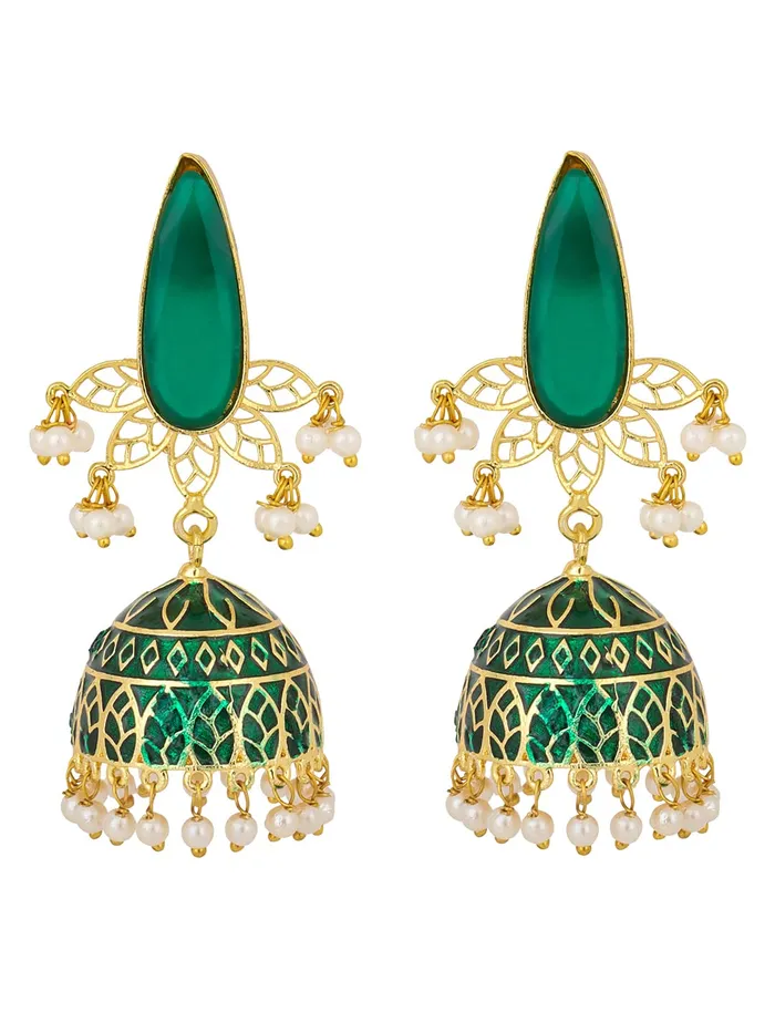 Earrings Yellow Chimes Yellow Chimes Earrings for Women Gold Toned Crystal Studded Beads Meenakari Jhumka Earrings for Women and Girls Earrings Yellow Chimes Yellow Chimes Earrings for Women Gold Toned Crystal Studded Beads Meenakari Jhumka Earrings for Women and Girls