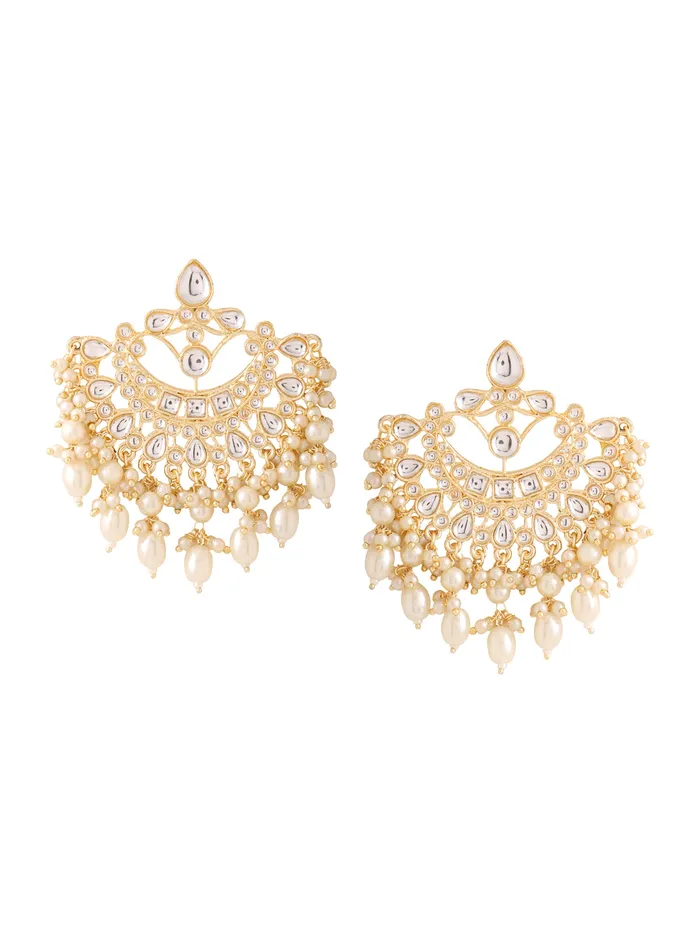 Earrings Yellow Chimes Yellow Chimes Earrings Gold Plated with Pearls Kundan Pearl Chandbali One Size Gold Earrings Yellow Chimes Yellow Chimes Earrings Gold Plated with Pearls Kundan Pearl Chandbali One Size Gold