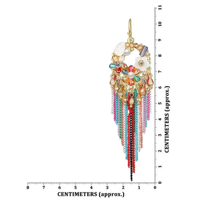 Earrings Yellow Chimes Yellow Chimes Exclusive Designer Luxurious Limited Edition Sparkling Colors Onyx Pearl Crystal Chain Dangle Tassel Earrings For Women