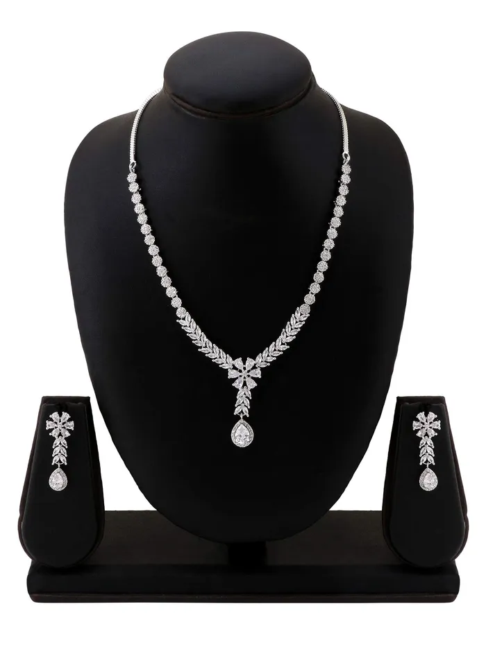 Earrings Yellow Chimes Yellow Chimes Exclusive Sparkling Precious A5 Grade American Diamond Gold Plated Wedding Party Wear Necklace Set with Earrings Jewellery Set for Women Gold
