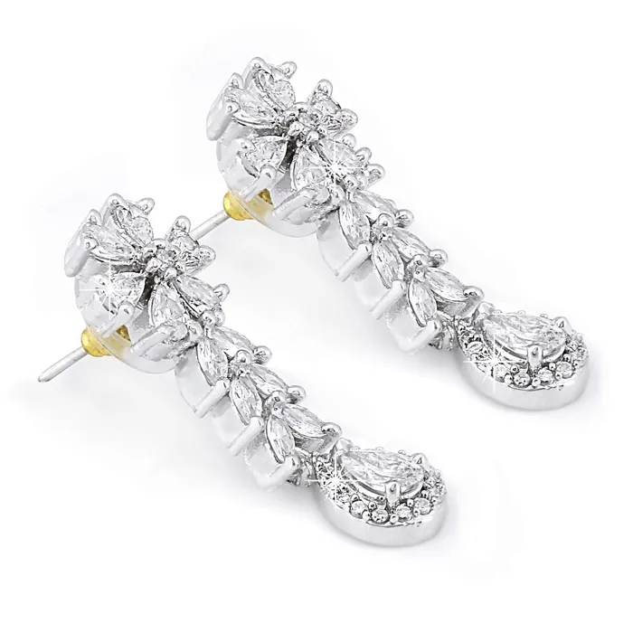 Earrings Yellow Chimes Yellow Chimes Exclusive Sparkling Precious A5 Grade American Diamond Gold Plated Wedding Party Wear Necklace Set with Earrings Jewellery Set for Women Gold