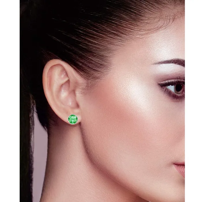 Earrings Yellow Chimes Yellow Chimes Gemstone Green Opal 925 Sterling Silver Hallmark and Certified Purity Studs Earrings for Women and Girls