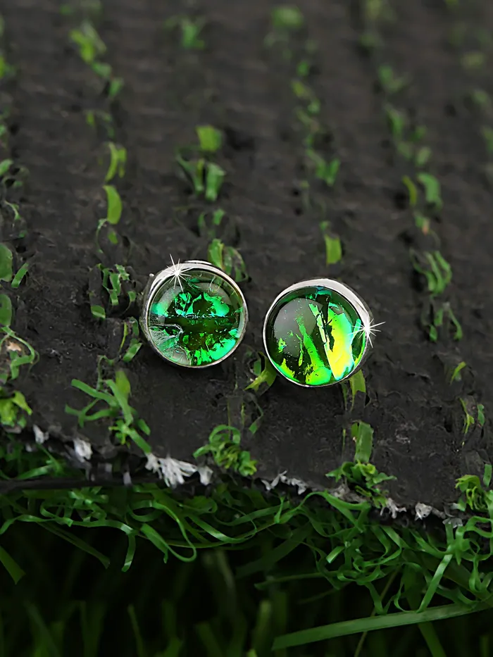 Earrings Yellow Chimes Yellow Chimes Gemstone Green Opal 925 Sterling Silver Hallmark and Certified Purity Studs Earrings for Women and Girls