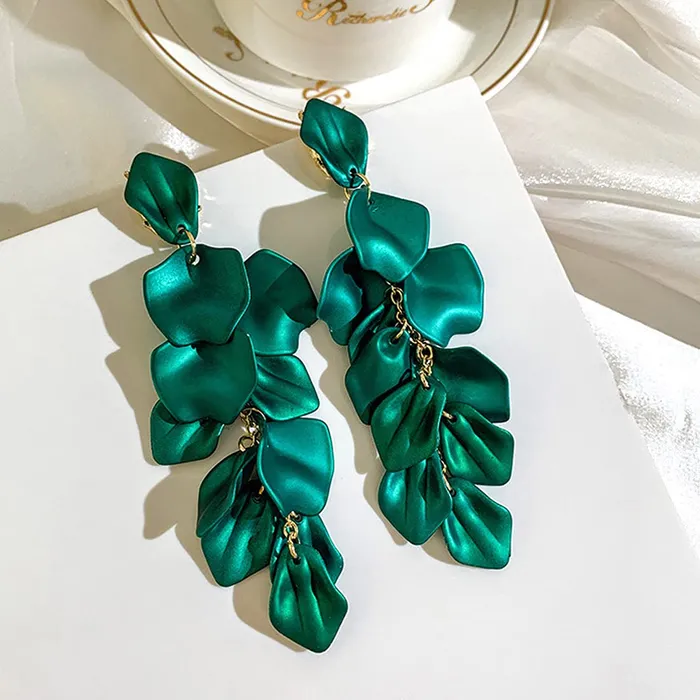 Earrings Yellow Chimes Yellow Chimes Green Danglers Earrings for Women Gold Plated Earrings for Girls Fashion Women Earrings Floral Petals Long Dangler Earrings Birthday Gift For Girls Anniversary Gift for Wife