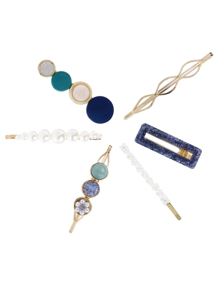 Earrings Yellow Chimes Yellow Chimes Hair Clips for Women 6 Pcs Hairclips for Girls Acrylic Resin Pearl Bobby Pins Fashion Hair Pins Hair Accessories for Women and Girls