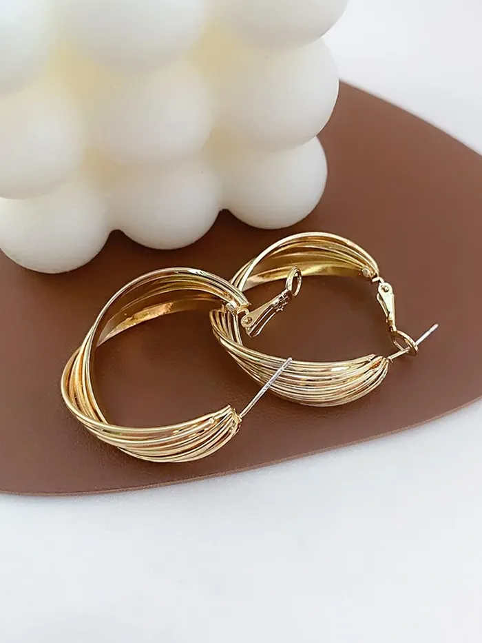 Earrings Yellow Chimes Yellow Chimes Hoop Earrings for Women Fashion Golden Hoops Earrings Gold Plated Twisted Layered Hoop Bali Earrings for Girls Birthday Gift for Girls Women Anniversary Gift for Wife