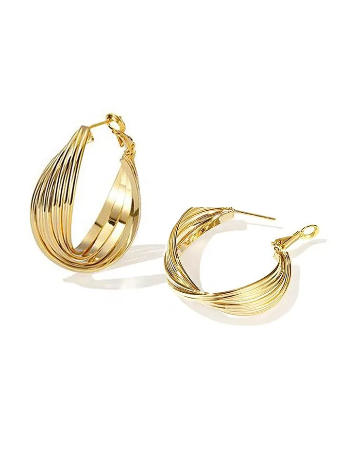 Earrings Yellow Chimes Yellow Chimes Hoop Earrings for Women Fashion Golden Hoops Earrings Gold Plated Twisted Layered Hoop Bali Earrings for Girls Birthday Gift for Girls Women Anniversary Gift for Wife