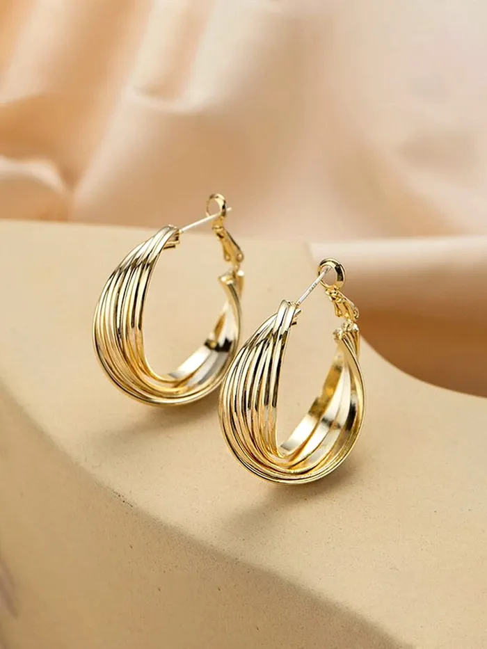 Earrings Yellow Chimes Yellow Chimes Hoop Earrings for Women Fashion Golden Hoops Earrings Gold Plated Twisted Layered Hoop Bali Earrings for Girls Birthday Gift for Girls Women Anniversary Gift for Wife
