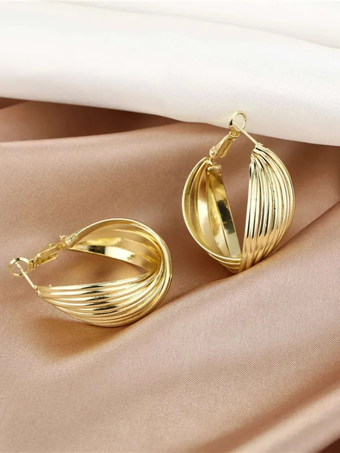 Earrings Yellow Chimes Yellow Chimes Hoop Earrings for Women Fashion Golden Hoops Earrings Gold Plated Twisted Layered Hoop Bali Earrings for Girls Birthday Gift for Girls Women Anniversary Gift for Wife