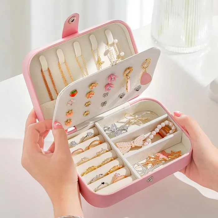 Earrings Yellow Chimes Yellow Chimes Jewellery Organisers Storage Box Wedding Birthday Gift Box for Women Jewelry Box with Bangles Earrings Organisers Portable 2 Layers Jewelry Organizer Box