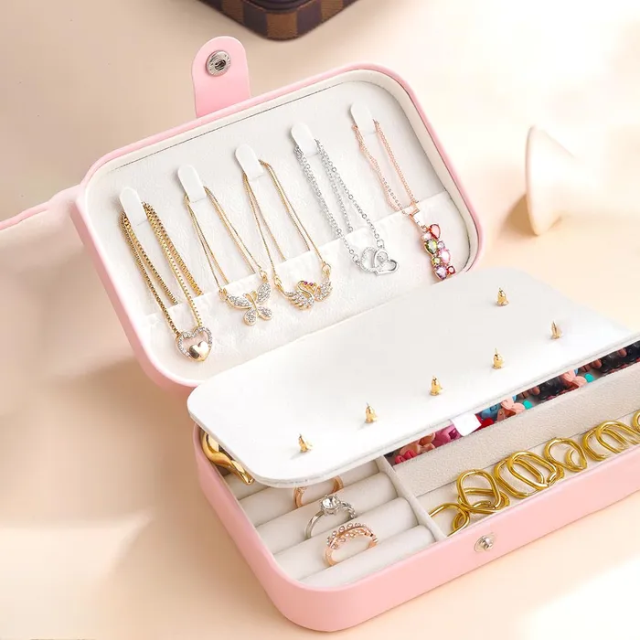Earrings Yellow Chimes Yellow Chimes Jewellery Organisers Storage Box Wedding Birthday Gift Box for Women Jewelry Box with Bangles Earrings Organisers Portable 2 Layers Jewelry Organizer Box