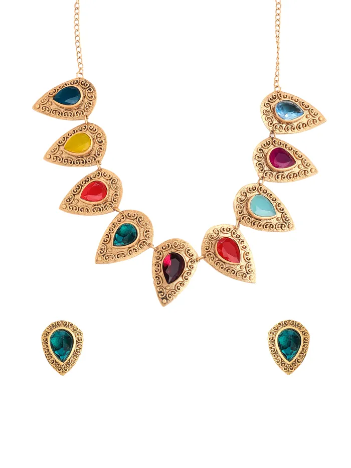 Earrings Yellow Chimes Yellow Chimes Jewellery Set For Women Multicolor Stone Choker Necklace Set for Women Eternal Classics Traditional Gold Plated Jewellery Set Birthday Anniversary Gift for Women Wife Earrings Yellow Chimes Yellow Chimes Jewellery Set For Women Multicolor Stone Choker Necklace Set for Women Eternal Classics Traditional Gold Plated Jewellery Set Birthday Anniversary Gift for Women Wife