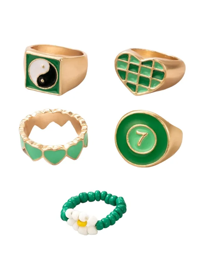 Earrings Yellow Chimes Yellow Chimes Knuckle Rings for Women Combo of 6 Pcs Green Stack Rings Gold Plated Midi Finger Knuckle Ring Set for Women and Girls Earrings Yellow Chimes Yellow Chimes Knuckle Rings for Women Combo of 6 Pcs Green Stack Rings Gold Plated Midi Finger Knuckle Ring Set for Women and Girls