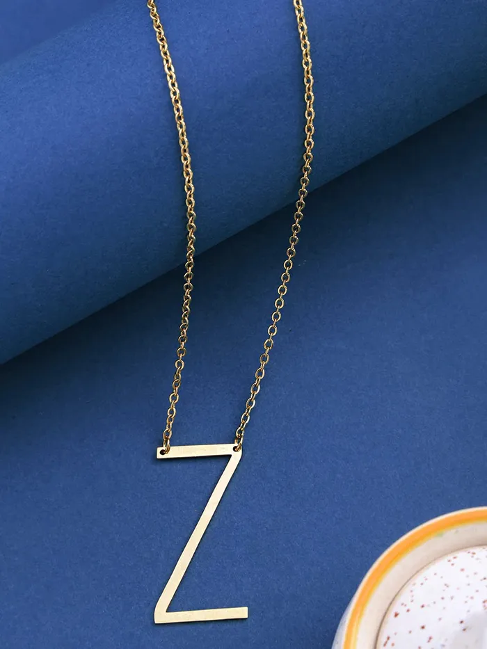 Earrings Yellow Chimes Yellow Chimes Latest Fashion Stainless Steel Gold Plated Initial Pendant with Alphabet Z for Women and Girls Medium YCFJPDALPHBTZGL