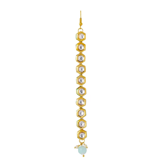 Earrings Yellow Chimes Yellow Chimes Maangtikka for Women Gold Toned Kundan Studded Single Line Designed Green Pearl Drop Maangtikka for Women and Girls Earrings Yellow Chimes Yellow Chimes Maangtikka for Women Gold Toned Kundan Studded Single Line Designed Green Pearl Drop Maangtikka for Women and Girls