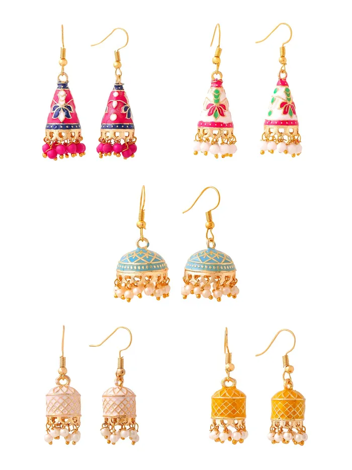 Earrings Yellow Chimes Yellow Chimes Meenakari Jhumka Earrings for Women Traditional Jhumki Earrings Set for Girls Combo of 5 Pairs Jhumkas Ethnic Gold Plated Women Earrings Chic Reverie Birthday Gift For Girls Earrings Yellow Chimes Yellow Chimes Meenakari Jhumka Earrings for Women Traditional Jhumki Earrings Set for Girls Combo of 5 Pairs Jhumkas Ethnic Gold Plated Women Earrings Chic Reverie Birthday Gift For Girls
