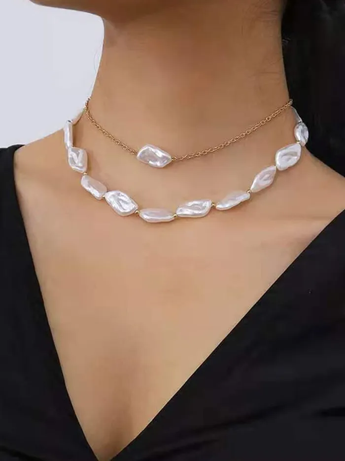 Earrings Yellow Chimes Yellow Chimes Necklace for Women and Girls Pearl Necklace for Women Gold Plated Multilayered Pearl Choker Necklace for Girls Birthday Gift for girls and women Anniversary Gift for Wife