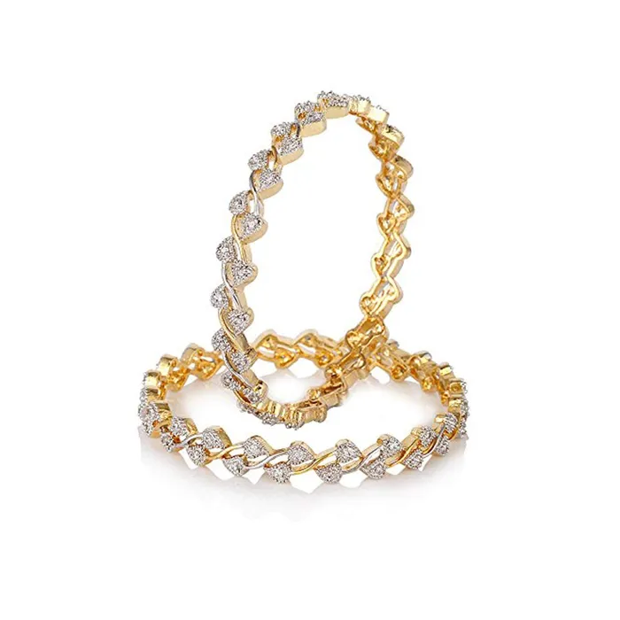 Earrings Yellow Chimes Yellow Chimes Pair of 2 Pcs Exclusive Bestselling Floral American AAA Crystal Traditional Bangles for Women