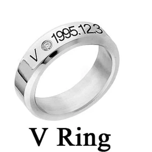 Earrings Yellow Chimes Yellow Chimes Ring for Men BTS Rings Stainless Steel Silver Ring Kpop BTS Bangtan Members Name Dob Engraved Ring for Men and Boys