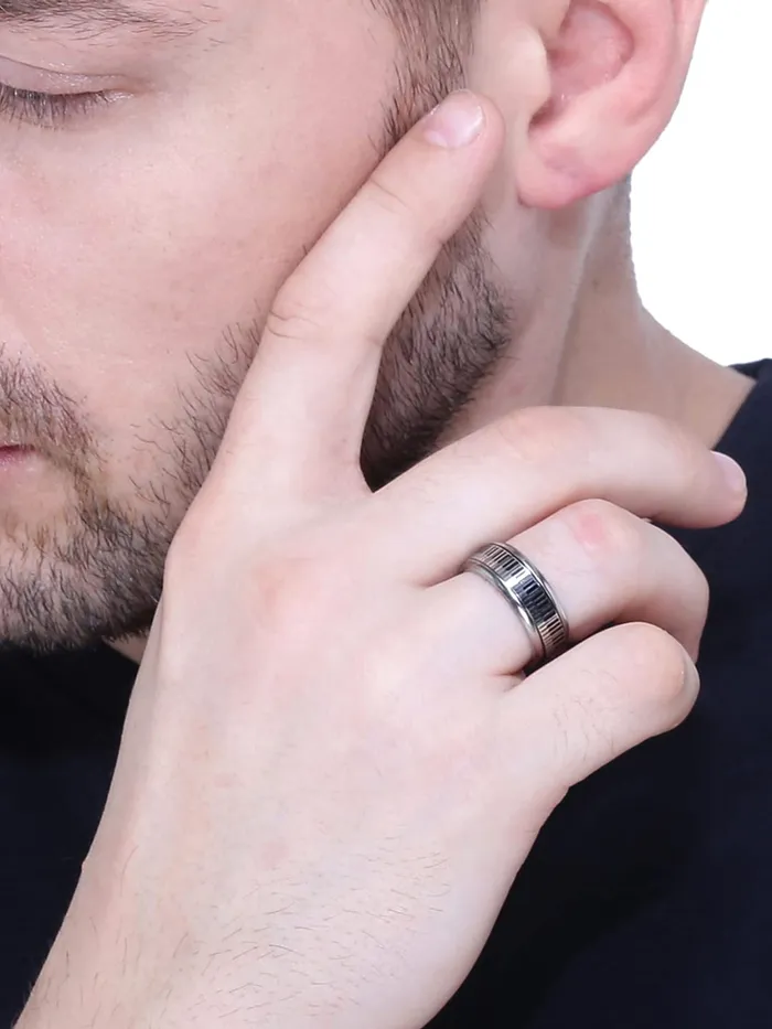 Earrings Yellow Chimes Yellow Chimes Rings for Men Stainless Steel Black Ring Silver Toned Piano Keyboard Music Design Band Finger Ring for Men and Boys