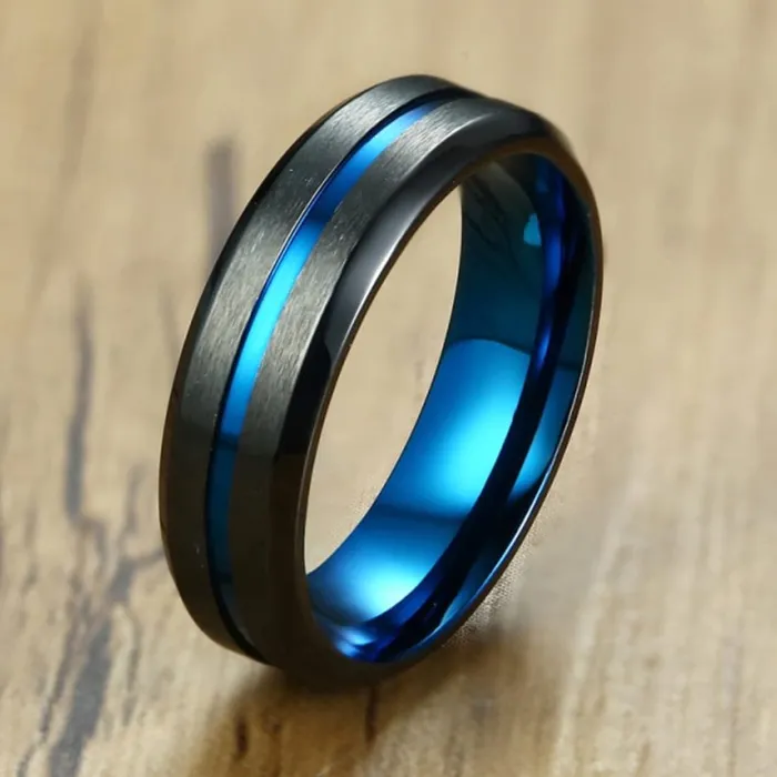 Earrings Yellow Chimes Yellow Chimes Rings for Men Stainless Steel Double Colored Metal Band Ring for Men and Boys