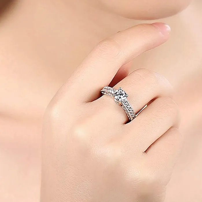 Earrings Yellow Chimes Yellow Chimes Rings for Women 2 Pcs Combo of Swarovski Crystal Silver Toned White Crystal Studded Adjustable Rings for Women and Girls