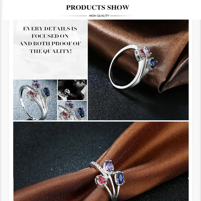 Earrings Yellow Chimes Yellow Chimes Rings for Women Silver Crystal Ring ThreeLeaves Classic Design Platinum Plated Ring for Women and Girls