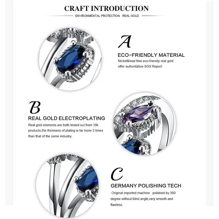 Earrings Yellow Chimes Yellow Chimes Rings for Women Silver Crystal Ring ThreeLeaves Classic Design Platinum Plated Ring for Women and Girls