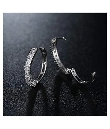 Earrings Yellow Chimes Yellow Chimes Splendid Collection A5 Grade Crystals Line Pink Clipon Hoops Earrings for Women Girls