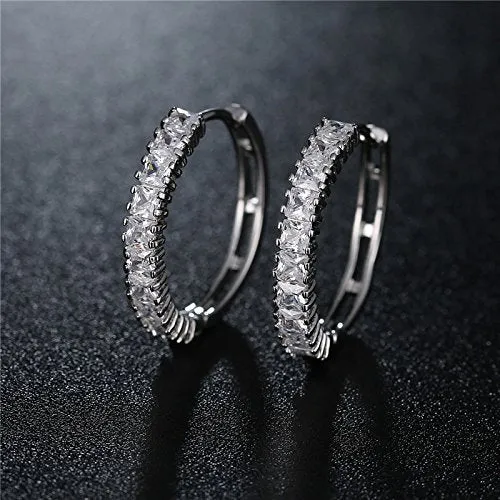 Earrings Yellow Chimes Yellow Chimes Splendid Collection A5 Grade Crystals Line Pink Clipon Hoops Earrings for Women Girls