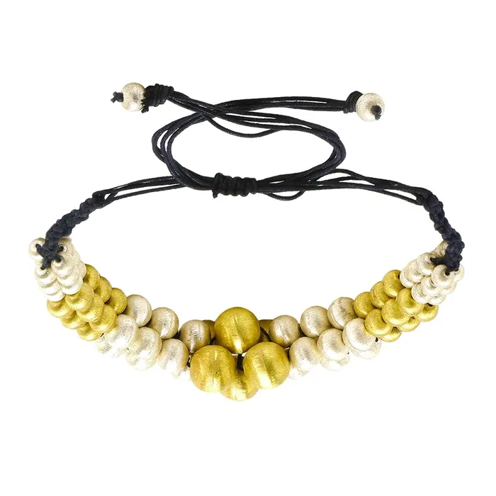Earrings Yellow Chimes Yellow Chimes Traditional Gold and Silver Beads Design Hand Made Dori Thread Choker Necklace for Women and Girls Earrings Yellow Chimes Yellow Chimes Traditional Gold and Silver Beads Design Hand Made Dori Thread Choker Necklace for Women and Girls