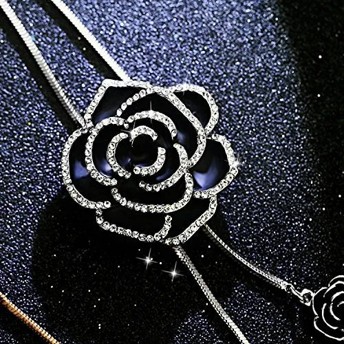 Earrings Yellow Chimes Yellow Chimes Western Stylish Rose Charm Long Chain Pendant Necklace for Women and Girls