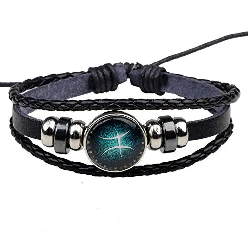 Earrings Yellow Chimes Yellow Chimes Zodiac Sign Constellation Handmade Black Leather Bracelet for Men and WomenUnisex Pisces Earrings Yellow Chimes Yellow Chimes Zodiac Sign Constellation Handmade Black Leather Bracelet for Men and WomenUnisex Pisces