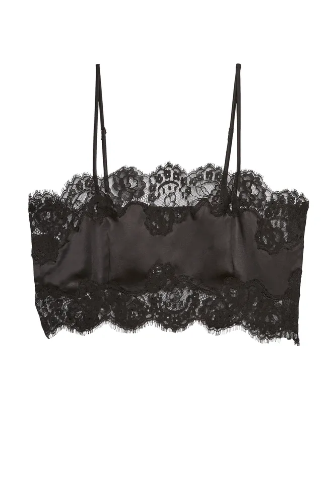 Fleur du Mal Earrings Silk Lace Bandeau Top