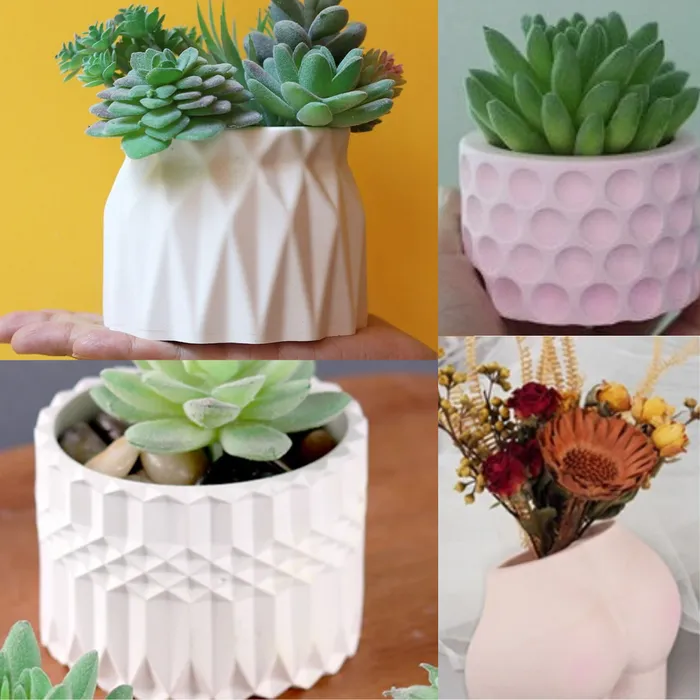 Flower Pot 3D Silicone Mold For Jesmonite Art Resinarthub Necklaces