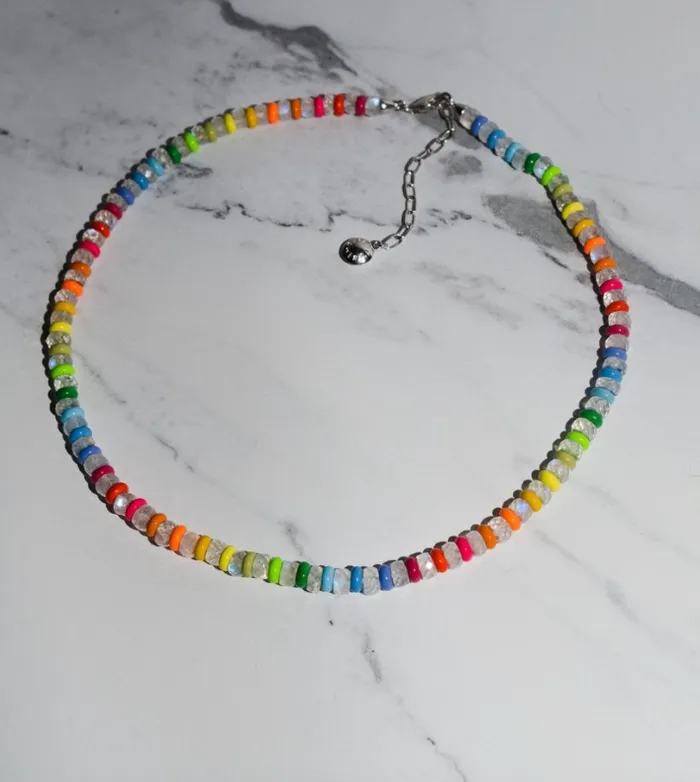 Fry Powers Necklaces Moonstone Rainbow Collar Necklace