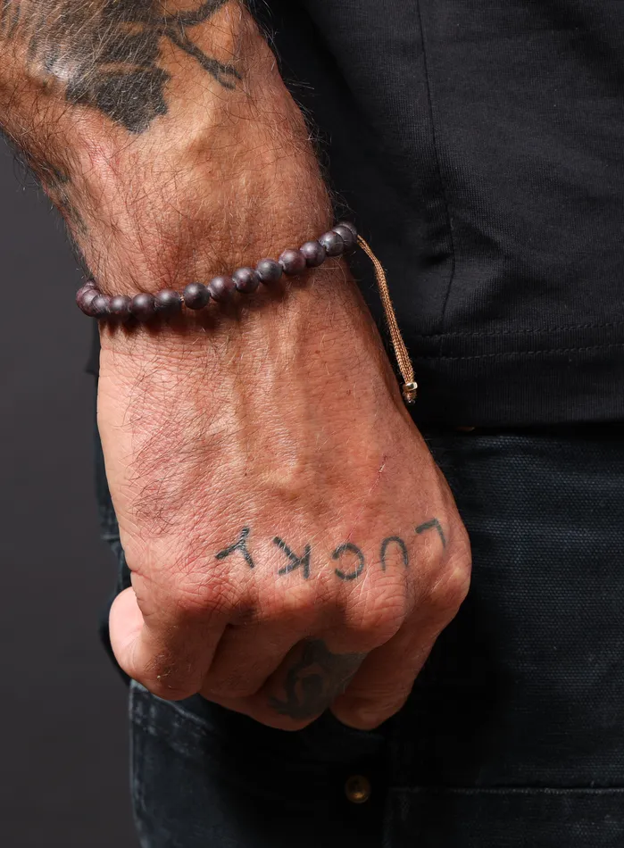 Garnet and Gold Bead Bracelet WE ARE ALL SMITH Mens Jewelry Clothing Bracelets