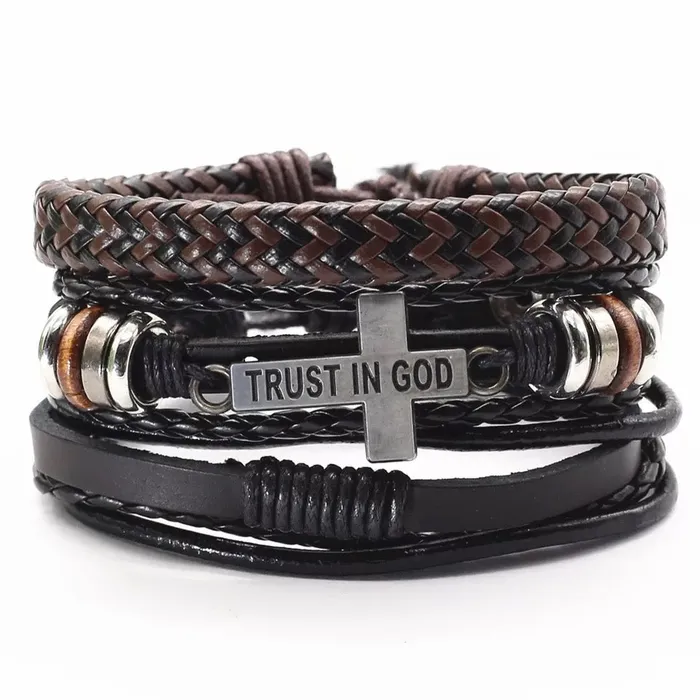 Get Signatured Trust in God Leather Bracelet Bracelets