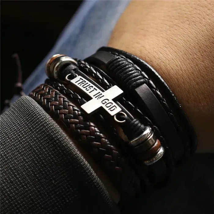 Get Signatured Trust in God Leather Bracelet Bracelets