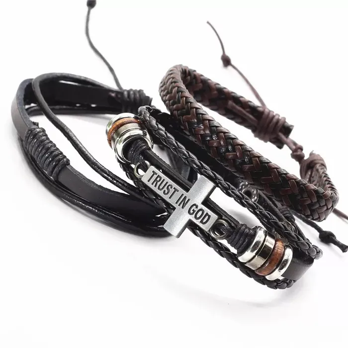 Get Signatured Trust in God Leather Bracelet Bracelets
