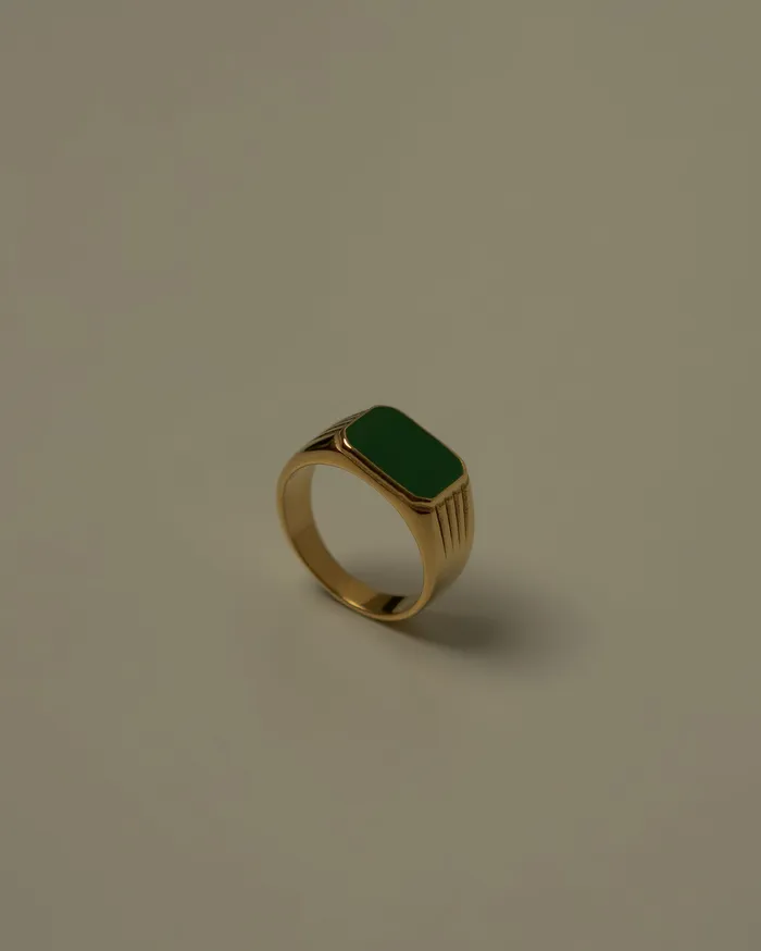 Giada Green Signet Ring MYJN Rings