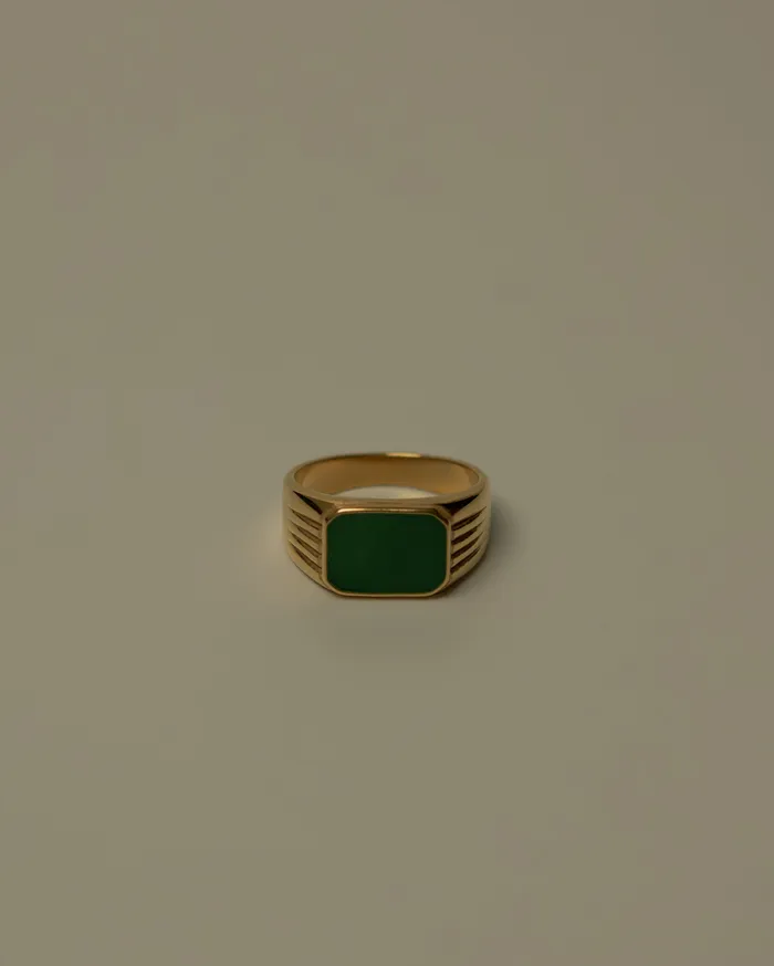 Giada Green Signet Ring MYJN Rings