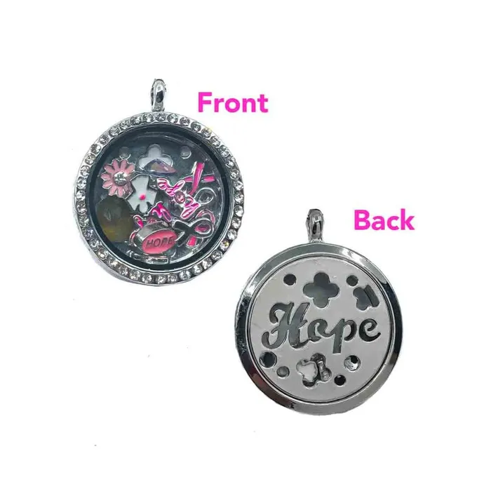 Glass Locket Pendant Magnetic Hope Engraved Round Rhinestone with Chain JE0088 Necklaces Glass Locket Pendant Magnetic Hope Engraved Round Rhinestone with Chain JE0088 Necklaces