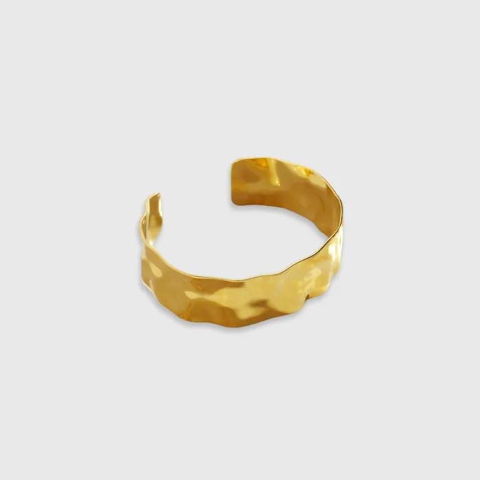 Hera Gold Organic Cuff Bangle Biella Vintage Bracelets