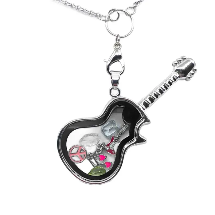 JE0090 Necklaces Glass Locket Pendant Magnetic Guitar