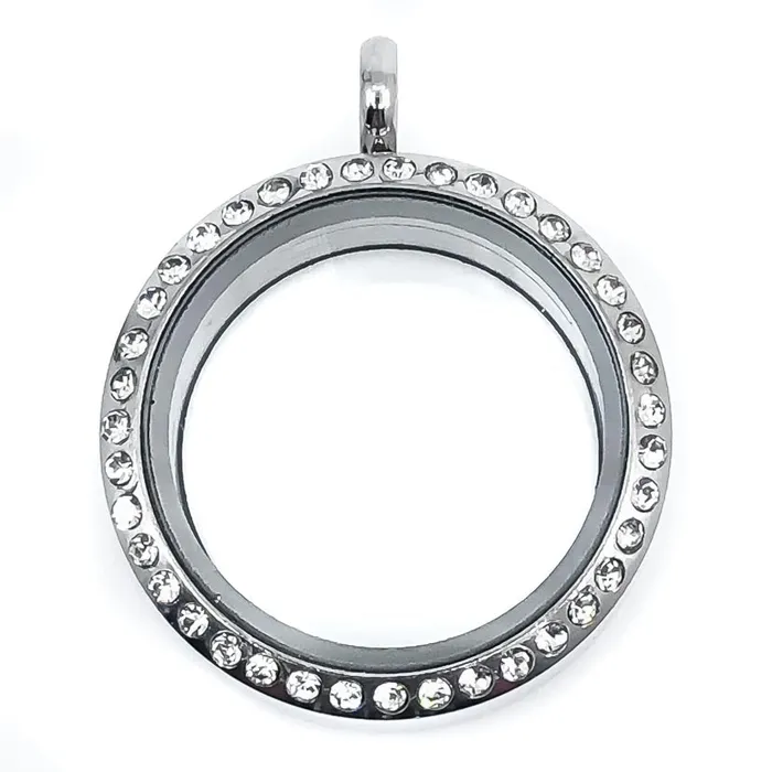 JE0186 Necklaces Glass Locket Pendant Twist Off 30mm Round Clear Rhinestone JE0186 Necklaces Glass Locket Pendant Twist Off 30mm Round Clear Rhinestone