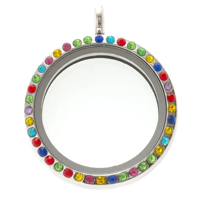 JE0263 Necklaces Glass Locket Pendant Magnetic 30mm Colorful Rhinestone Round JE0263 Necklaces Glass Locket Pendant Magnetic 30mm Colorful Rhinestone Round