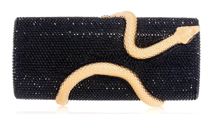 judith Leiber Rings Spiral Snake Cylinder Black