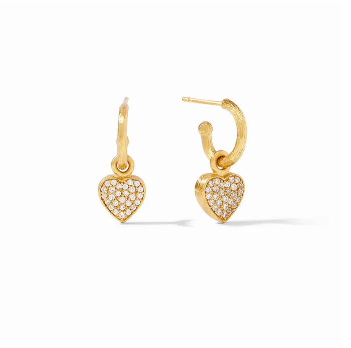 Julie Vos Heart Pav Demi Hoop Charm Earring Earrings