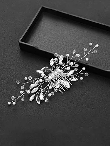 Kairangi Bridal Hair Vine for Women and Girls Bridal Hair Accessories for Wedding Comb Pin for Women Headband Hair Accessories Wedding Jewellery for Women Head band for Girls Design 1 Yellow Chimes Rings